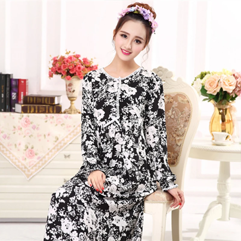 Пикантная ночная рубашка длинная хлопковая Женская Повседневная Ночная