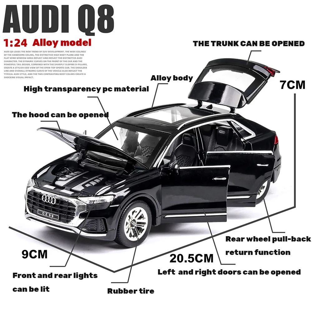 Модель автомобиля audi 1/24 модель из сплава со звуком и подсветкой игрушечная