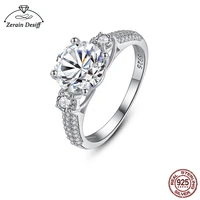 925 silver new fashion ladies ring micro inlaid zircon ring simple zircon ring wedding engagement party gift