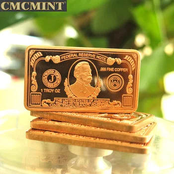 1 Oz Трой унции oz 999 тонкой Медь $1000 Билл США бар Реплика копия монеты коллекция