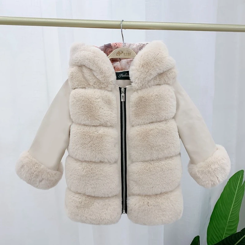 2019 New Winter Girls Faux Fur Coat Thick Warm Rex Rabbit Boys Jackets And Coats Leather Parka Kids Outerwear TZ472 | Детская одежда и