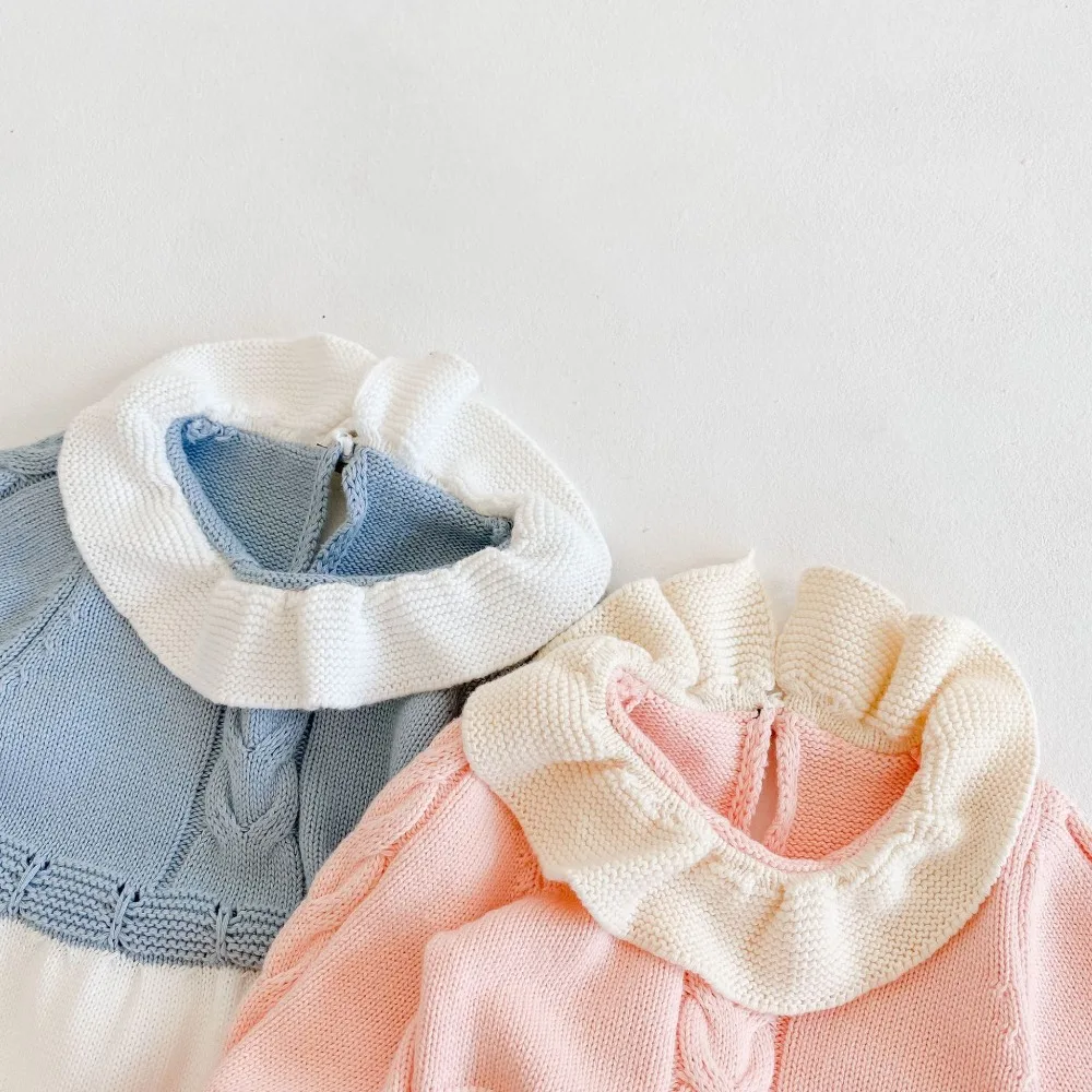 

Autumn Girls Romper Knitted Ruffle Newborn Baby Jumpsuit Long Sleeve Infant Girl Romper Cotton Toddler Jumpsuit Clothes Overalls