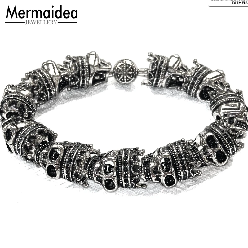 Звено цепи браслеты Карма Кинг черепа с посеребренной цепочкой 2020 модные