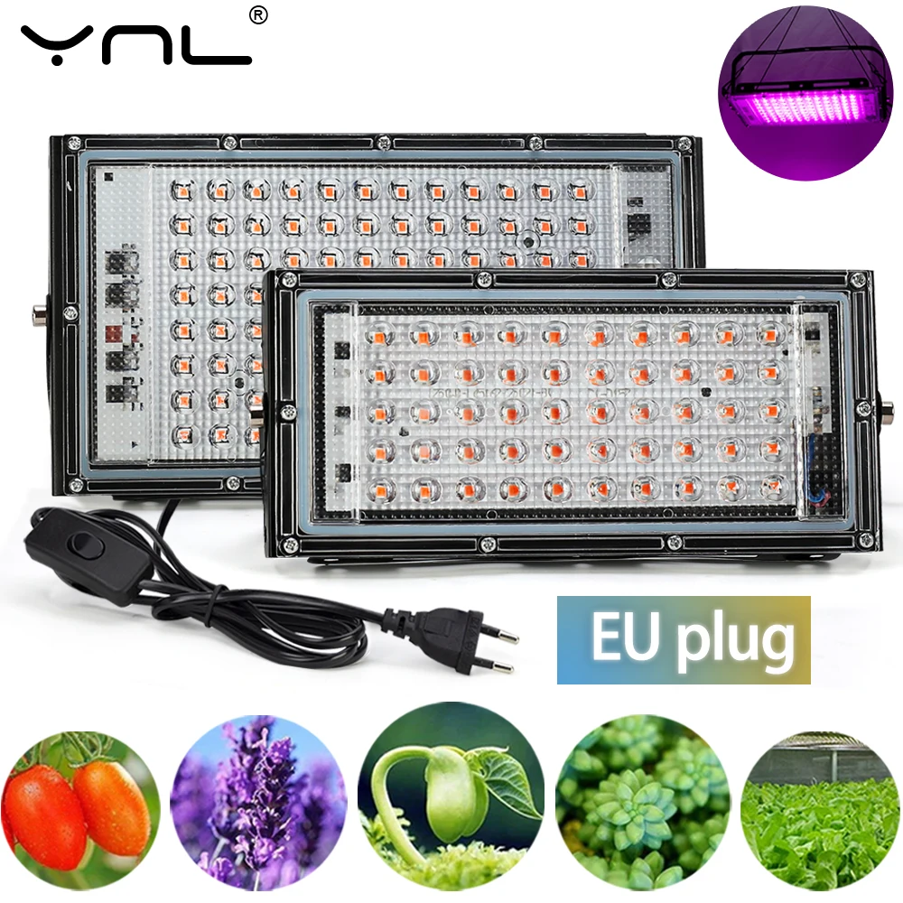 

LED Grow Light 220V 100W 50W LED Full Spectrum Phyto Lamp For Plant Seeds Hydroponics Greenhouse Home Plants Growth Phytolamp