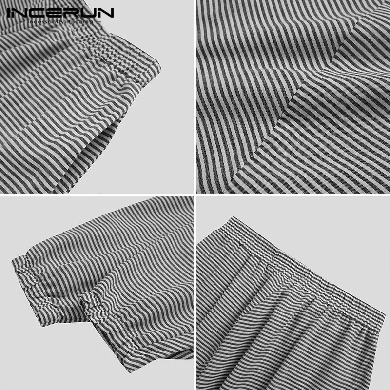 

Man Fashion Striped Drop Crotch Pants INCERUN Men Loose Elastic Waist Trousers Leisure Baggy Joggers Pantalones Streetwear S-5XL