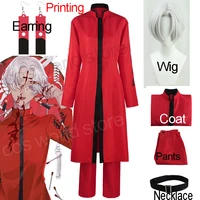 tokyo revengers kurokawa izana cosplay costume tenjiku printing jacket anime red coat uniform halloween cosplay belt gloves wig