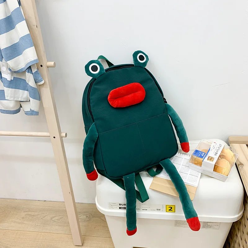 Personality Backpacks Fashion Teenager Youth Unisex Funny Frog Big Mouth Backpack For Boys Girls Cute Animal Bags Couple Gifts