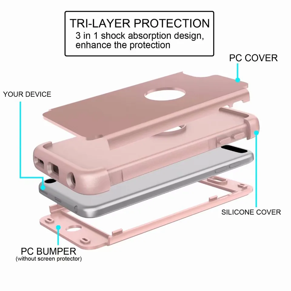 MAX-Q 3-в-1 противоударный чехол для задней панели s For ipod touch 6 6th поколения Жесткий &