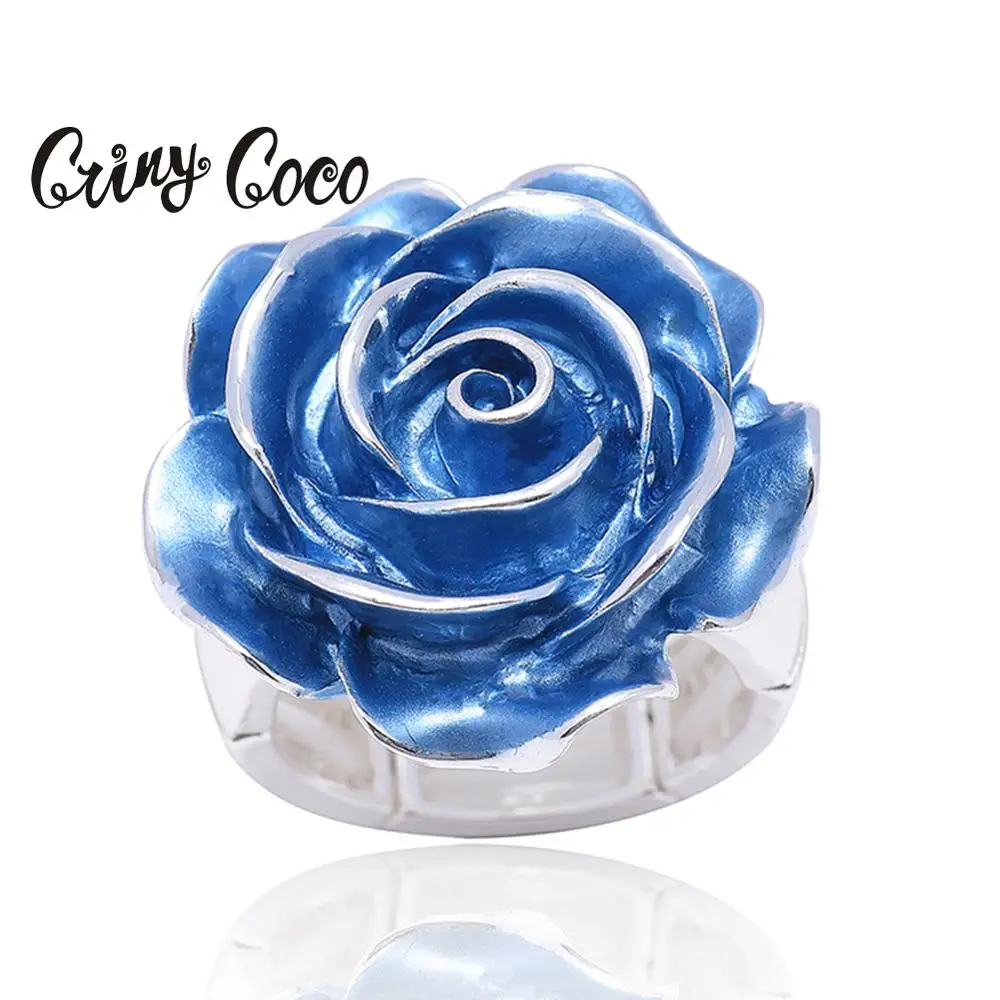 Женские кольца с эмалью и цветком розы Cring coco Трендовое регулируемое кольцо из