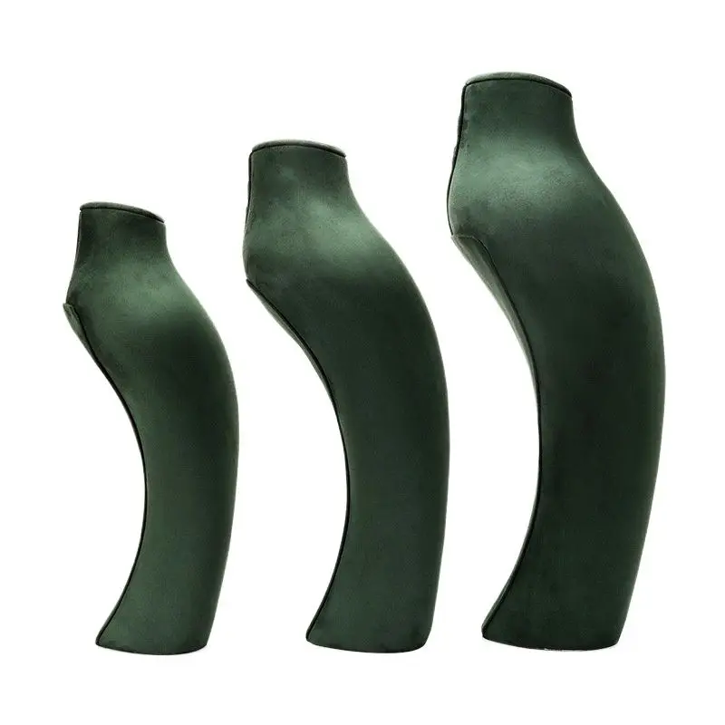 Necklace jewelry display stand human head neck suede leather green window shop prop stand
