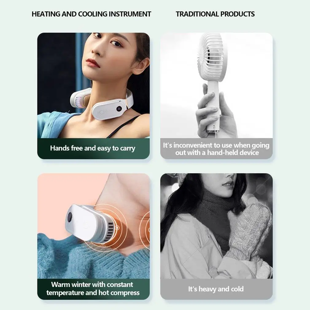 

Mini Air Conditioner Ventilator Portable Hanging Neck Fan Usb Wearable Neck Air Cooler Fan for Xiaomi Bladeless Fan Neck Cooler