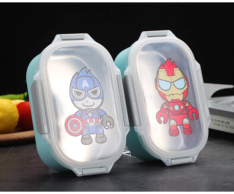 WORTHBUY милый мультяшный детский контейнер Bento из нержавеющей стали 304, контейнер для еды, японская микроволновая печь, Ланч-бокс, герметичная коробка для еды