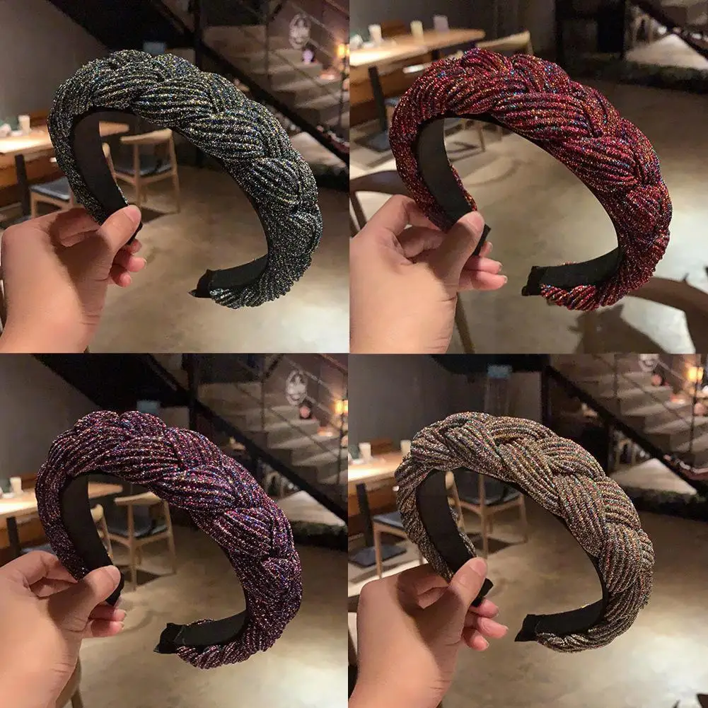 

Women Braided Headband Knot Braid Twist Winter Popular Hair Accessories Side Wide Headband M4d3