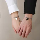Браслеты для романтических пар, модный браслет из нержавеющей стали в форме сердца, браслет для влюбленных, подарок на день Святого Валентина