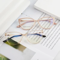 cat eye anti blue ray optical eyewear plastic glasses frame full rim women style with spring hinges hot selling