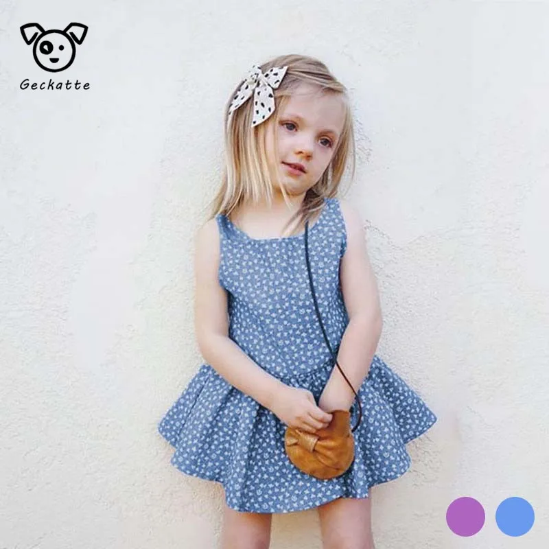 Geckatte/Новые Детские платья для девочек летнее платье одежда маленьких принцессы с