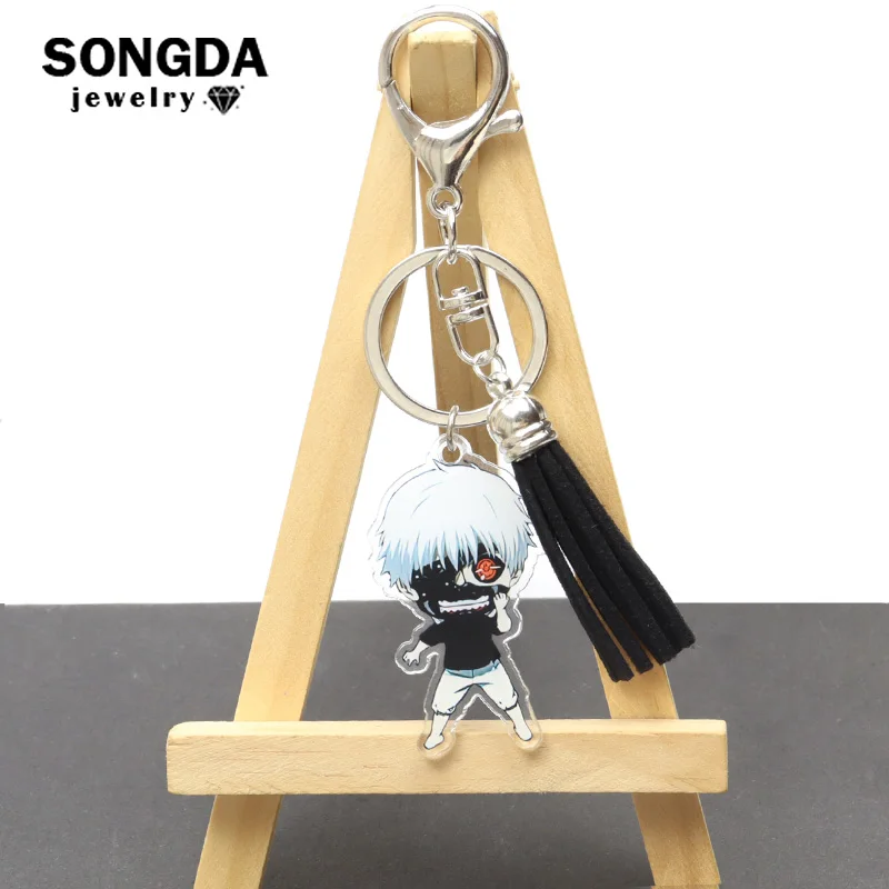

Keychain Anime Tokyo Ghoul Figures QS Sasaki Haise Double Sided Acrylic Tassel Key Chains Pendant Otaku Gift Cartoon Accessories