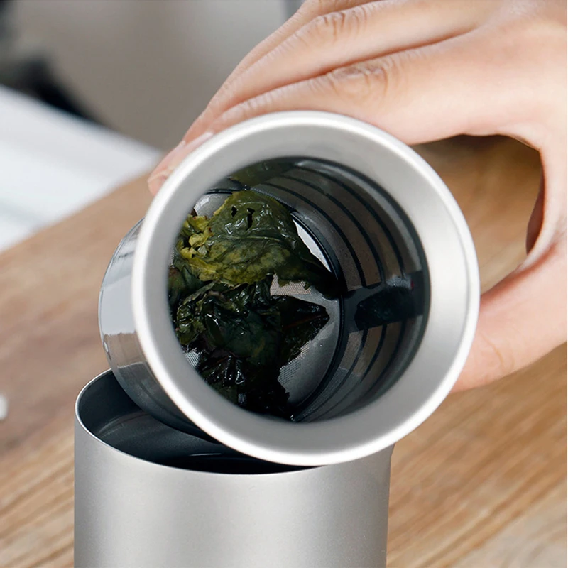 

Pure Titanium Tea Infuser Portable Travel Set Double-layer Anti-Scalding Titanium Quick-off Coffee Cup Kung Fu Teapot