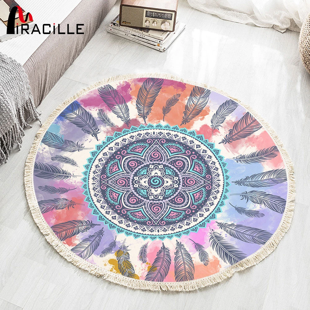 Miracille красочный Ловец снов кисточкой коврик для молитвы мусульман круглый