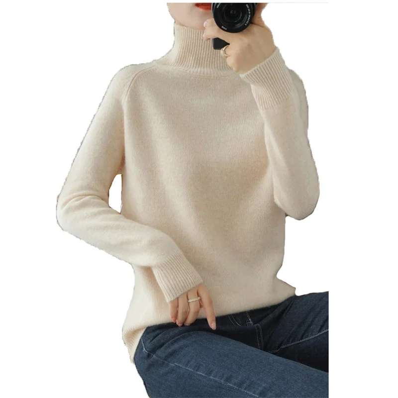 

Base Knitted Sweater Women 2021 Autumn Winter White Gray Black Loose Top Fashion Pullover Thick warm Inside Sweater Female GH877