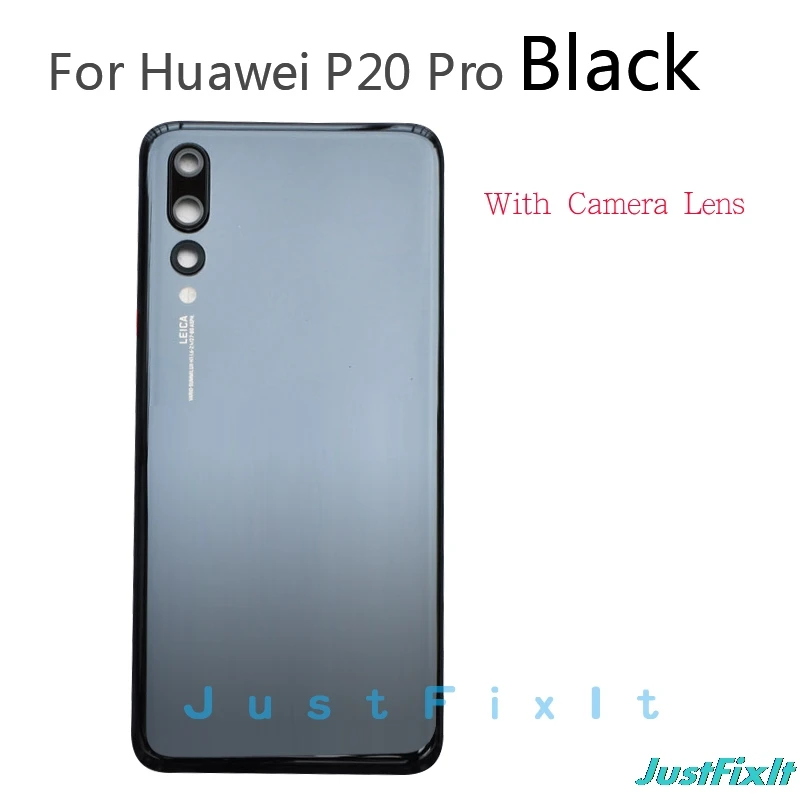 Black With Lens Для huawei P20 Pro Задняя стеклянная крышка батареи задняя дверь Корпус чехол панель для huawei P20 Pro Задняя стеклянная крышка с объективом камеры - Цвет: Black With Lens