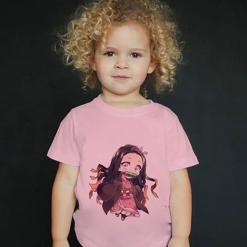 

Demon Slayer Baby Kids Cartoon T-shirt Kimetsu No Yaiba Anime T Shirt Demon Blade Print Tshirt Children Girls Top Short Sleeve