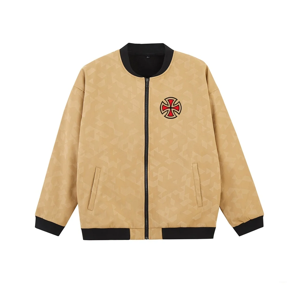 Куртка мужская с отдельным принтом Бомбер воротником-стойкой бейсбольная