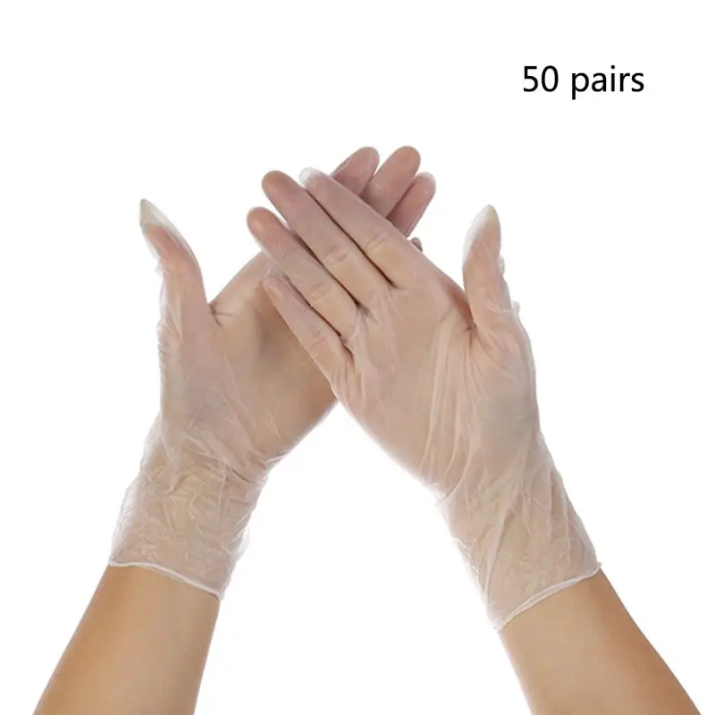 

Lndustrial Clear Vinyl Gloves 50 pairs Rubber Latex Free, Exam Grade, Non Sterile, Food Safe Disposable Box of 100
