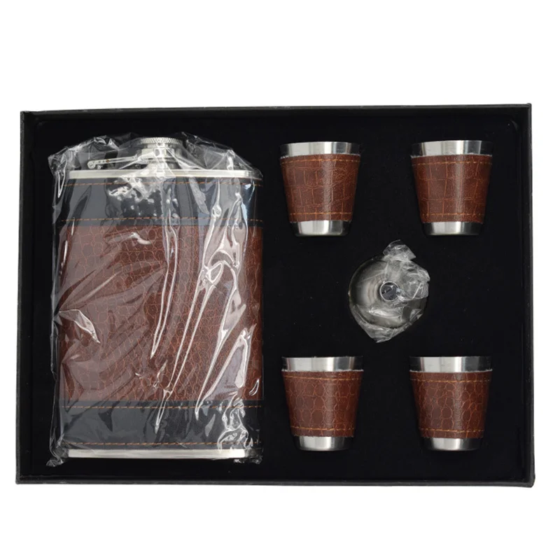

9OZ flasks Portable Flagon Hip Flask set with cups and filter for Whiskey Vodka Wine Pot Alcohol outdoor gift Drinking Bottle