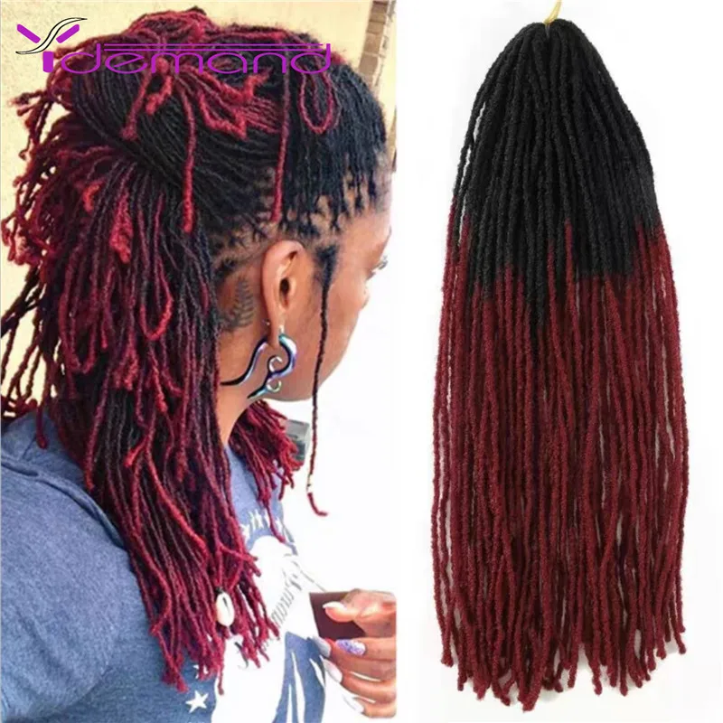 Y Demand 18inches Hair Felt Ombre-Curly Crochet Hairs Synthetic Crochet Soft-Dreads-Dreadlocks Faux-Locs For Men And Women