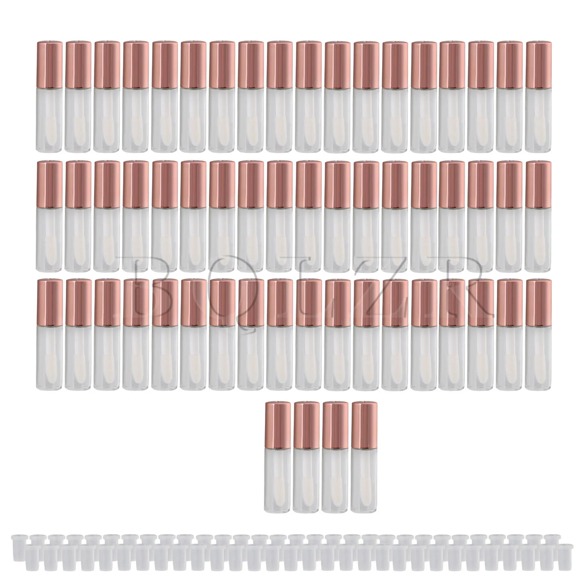 

BQLZR 60PCS Plastic 1.2ml Empty Lip Balm Bottle Container 4.3x1cm Rose Gold