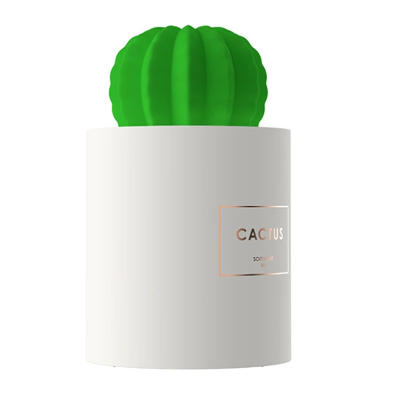 

280ML Air Humidifier Soft LED Light Cactus Ultrasonic Aroma Essential Oil Diffuser for Home Car USB Mini Air Purifier