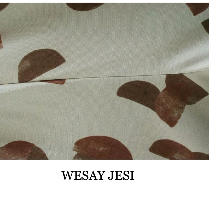 

WESAY JESI Womens Dress 2021 Fashion Elegant O-Neck Animal Print Half Sleeve Midi Dresses Single Breasted Ruffles Hem Vestidos