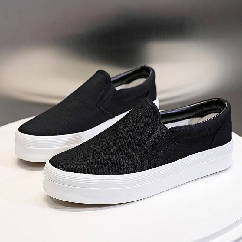 

Туфли женские парусиновые на толстой подошве, свободные дышащие, для отдыха, в Корейском стиле, белые, для весны и лета