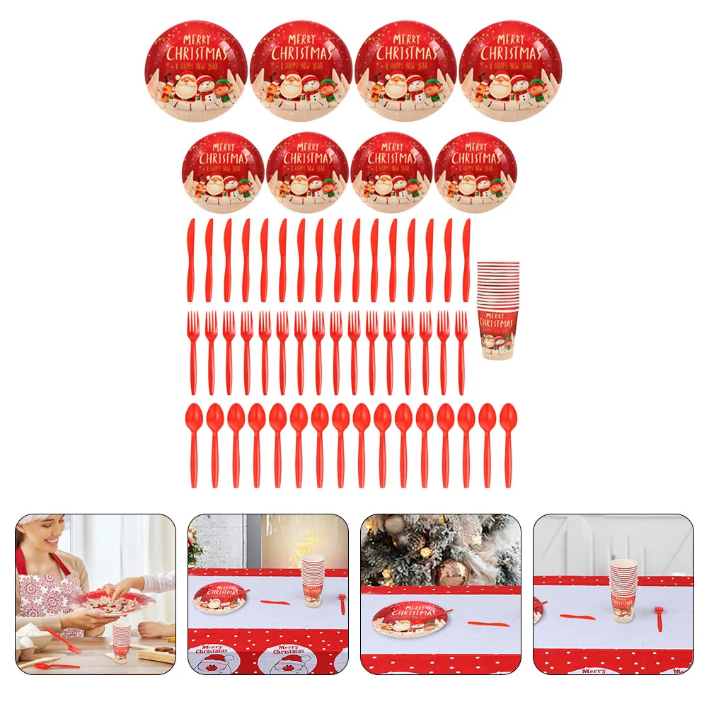 

1 Набор рождественских одноразовых столовых приборов, креативные столовые приборы, восхитительные столовые приборы Вечерние