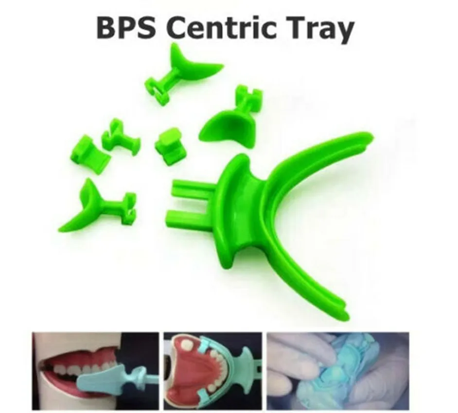 1 مجموعة/7 قطعة الأسنان BPS تتمحور صينية edenteless الانطباع لدغة تسجيل عدة صواني الثني المفصلي غطاء زرع