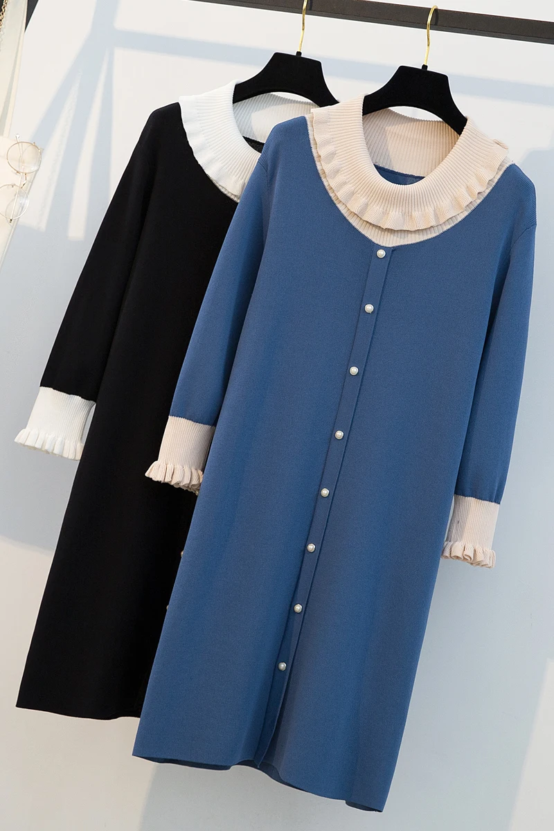 Платье женское весеннее эластичное кружевное средней длины с бусинами|Женские