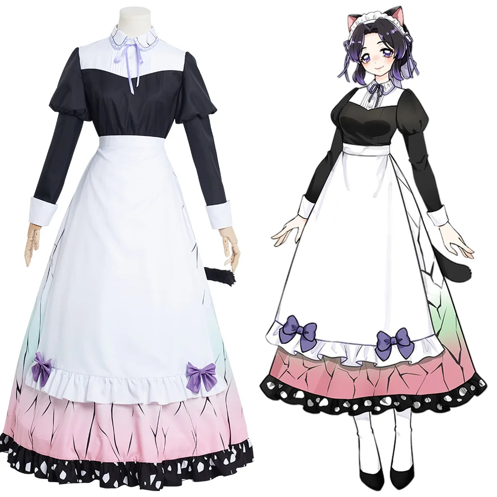 

Anime Demon Slayer Kochou Shinobu Cosplay Costume Maid Dress Kimono Outfits Halloween Carnival Suit Re-creation Design