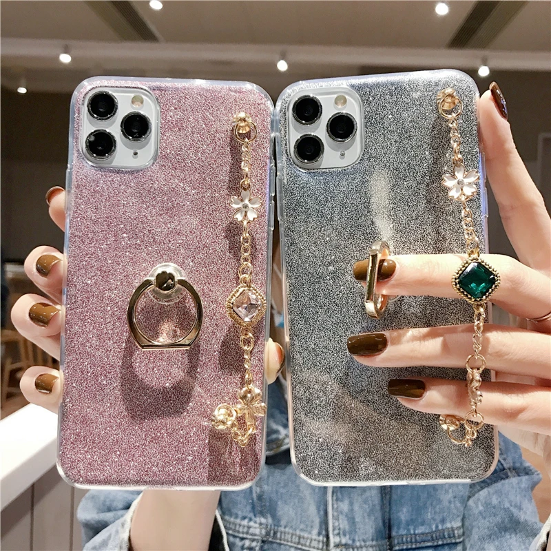 

Bling Diamond Luxury Bracelet Lanyard Phone Case For iPhone 4 5 6 7 8 4S 5S 5C 5SE 6S Plus 11 12 Mini X XS XR Pro Max Tpu Cover