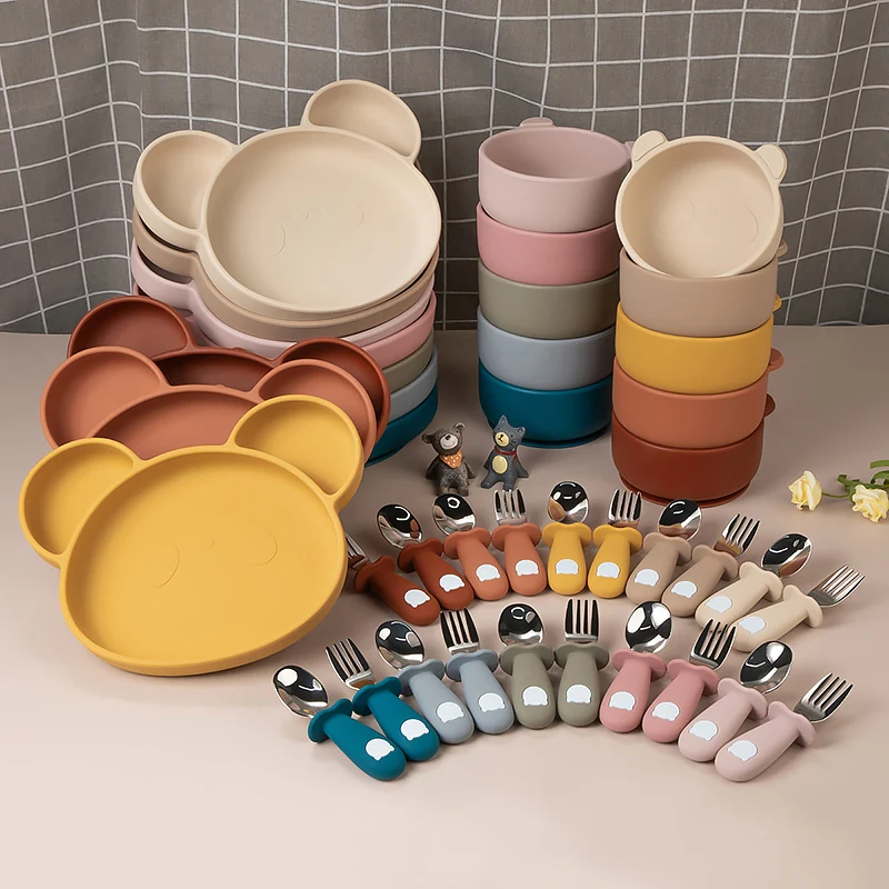 TYRY.HU 4 шт./компл. детская силиконовая посуда обеденные миски в форме мультяшной