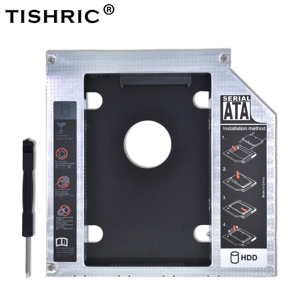 

TISHRIC Aluminum 9.5mm 12.7mm HDD Caddy 2.5" SATA 3.0 Optibay Hard Disk Drive Box Case Enclosure For Laptop DVD-ROM