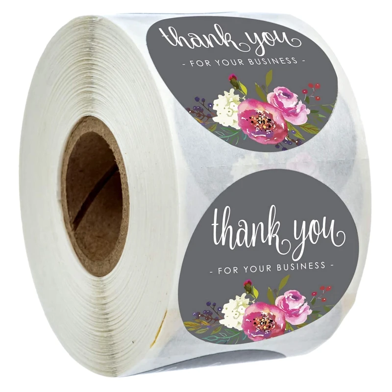 

Thank You for Your Business Sticker Seal Labels Round Multi Color Flower Design 500 Labels Sticker Per Roll