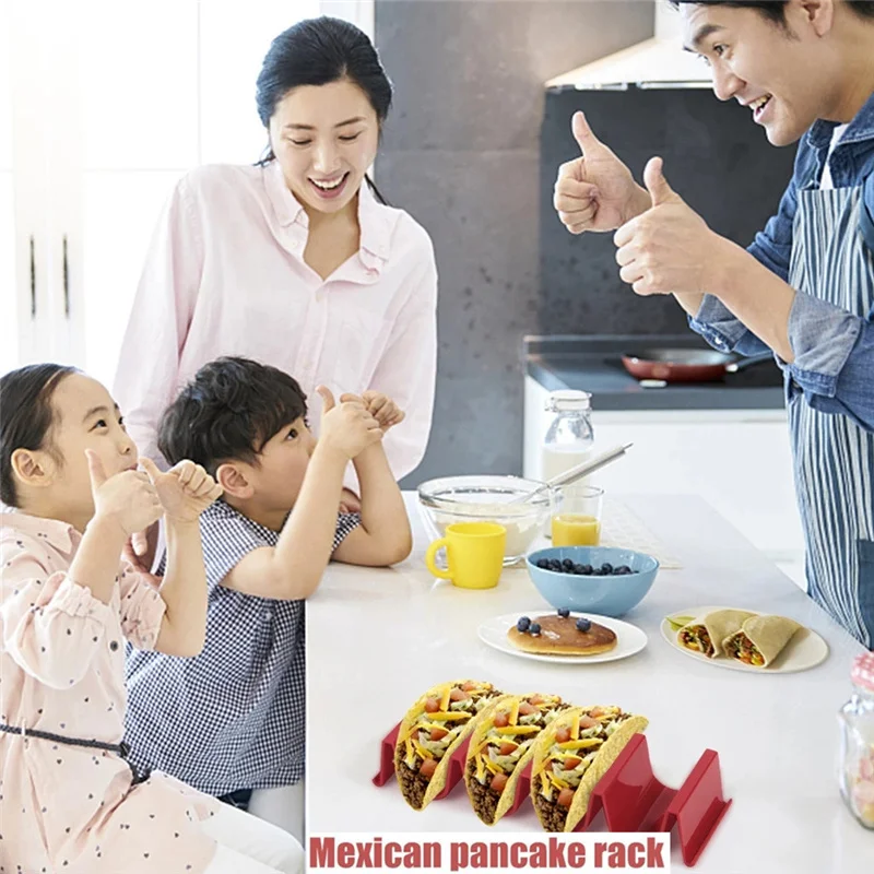 

4 Colors Wave Shape High-grade ABS Taco Holders Mexican Food Rack 1-4 Hard Shell Hot Dog Holder Stand Taco Rack Display Pie Tool