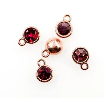 24 шт./лот украшение цвета розового золота камень-талисман с открытым кольцом
