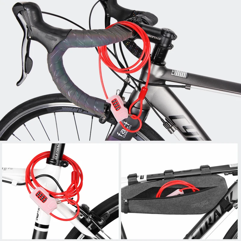 

GIYO bicycle steel cable lock password lock anti-theft 4-digit code helmet steel wire lock mountain bike road bike bicycle lock