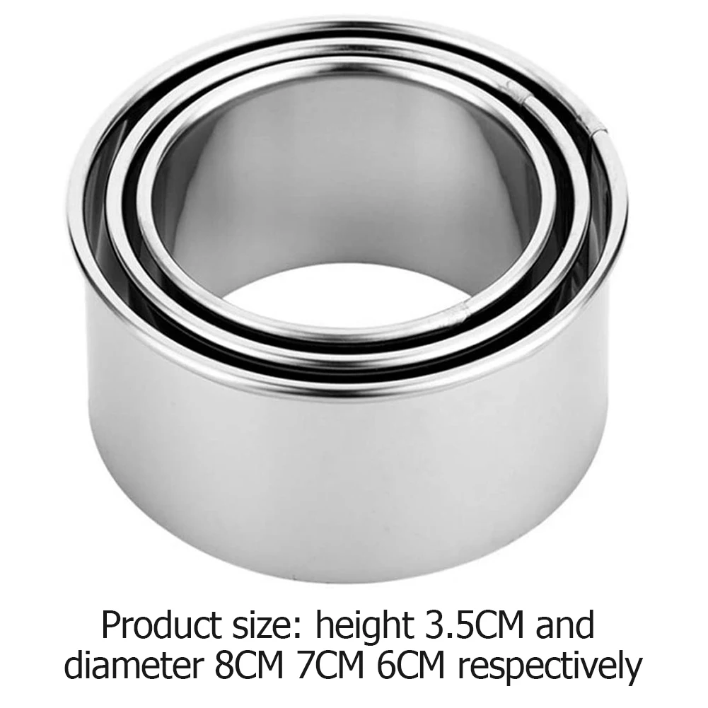 

3Pcs/Set Round Biscuit Cutter Mold Stainless Steel Pastry Dough Cutting Kitchen Home DIY Baking Mold 6/7/8 cm Cutting Tools