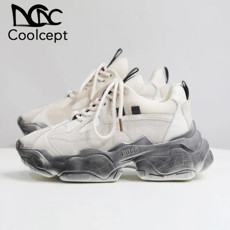 Coolcept Ins/популярные женские кроссовки; обувь для отдыха на толстой подошве со шнуровкой; Повседневная Уличная Женская Вулканизированная обувь; Белая обувь; Размеры 35-40
