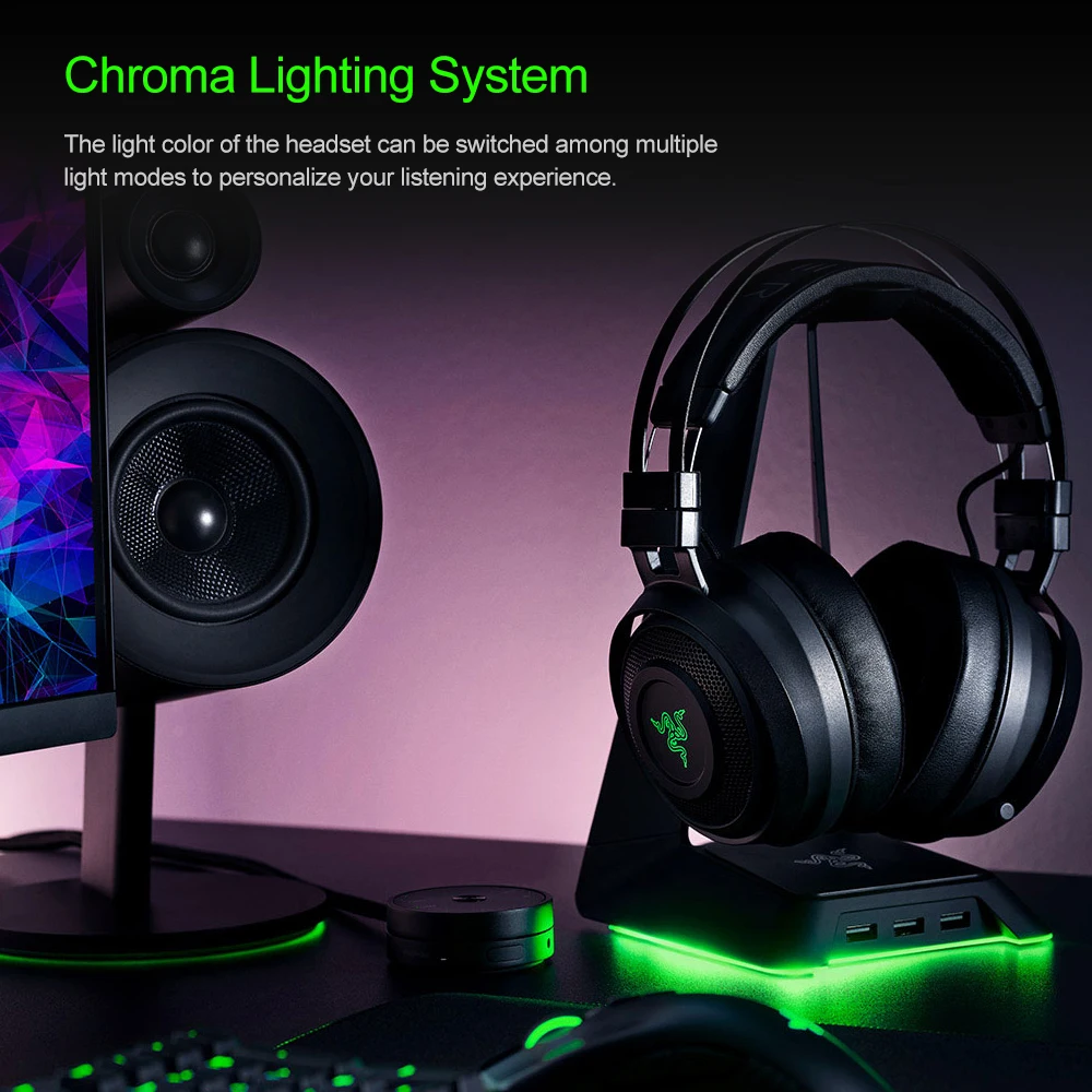Razer Nari беспроводные Игровые наушники THX пространственные аудио охлаждающие гелевые подушечки 2,4 ГГц игровая гарнитура