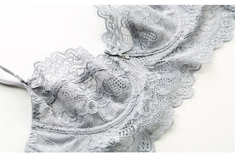 Прозрачный комплект нижнего белья для молодых девушек кружевной ультратонкий