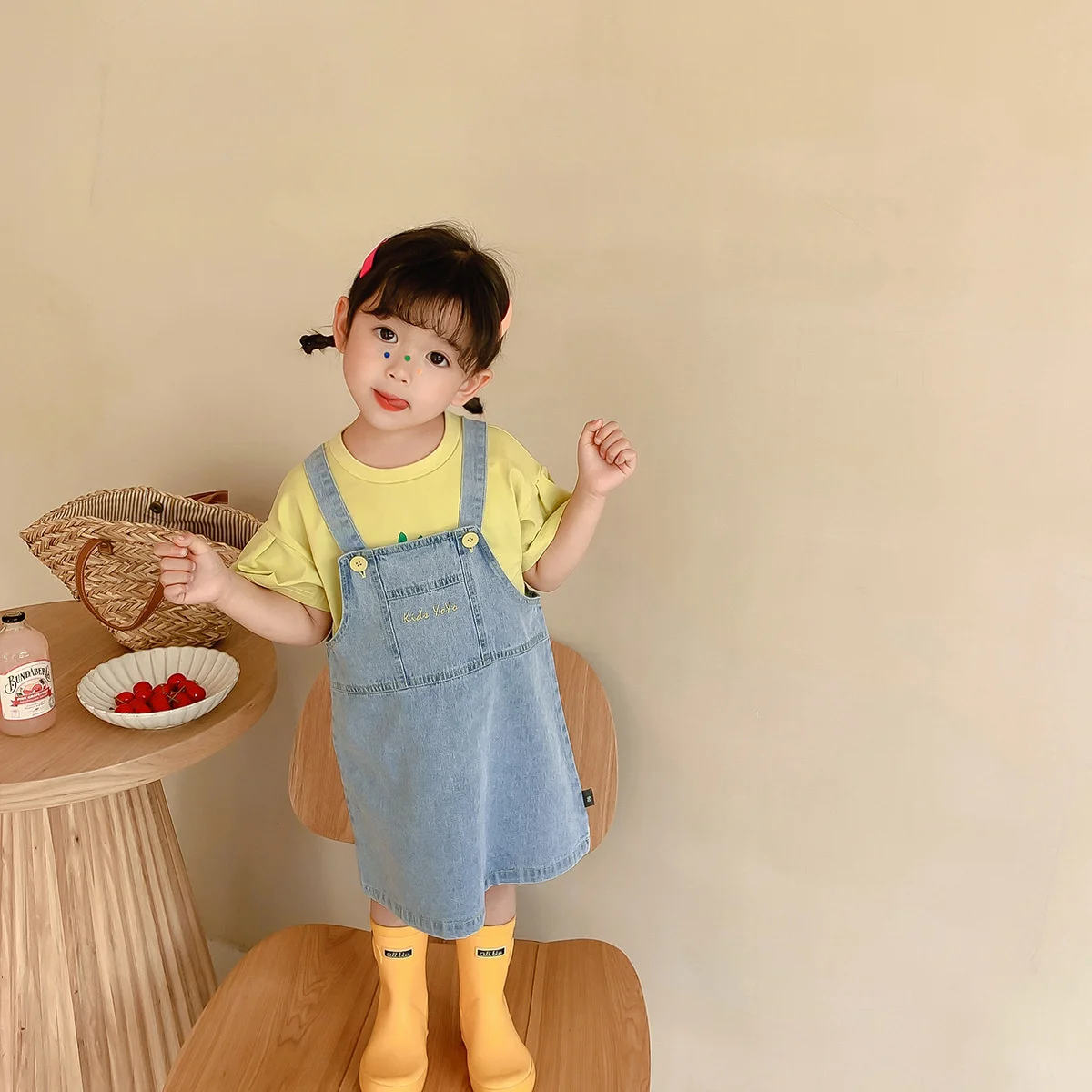 

Girls Denim Dress Children Korean Fashion Letter Dress 2021 New Summer Suspender Dresses Toddle Girl 1-6 Years